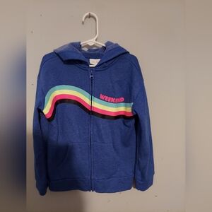 Children's Place Full Zip Hoodie Jacket Size 5/6 Blue Rainbow Girls